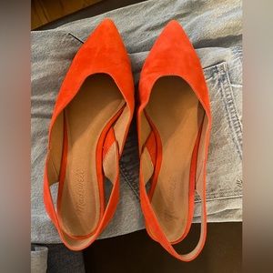 Madewell slingback Flats in Coastal Orange Suede